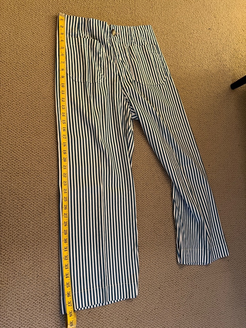 Maeve Anthropologie Blue and White Striped Cropped Wide-Leg Pants 30 Colette - Picture 14 of 16